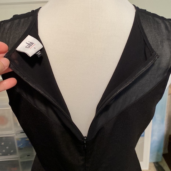 CABI gorgeous black sheer pleated neckline and peplum hem top! Fancy black tie. - Picture 6 of 11